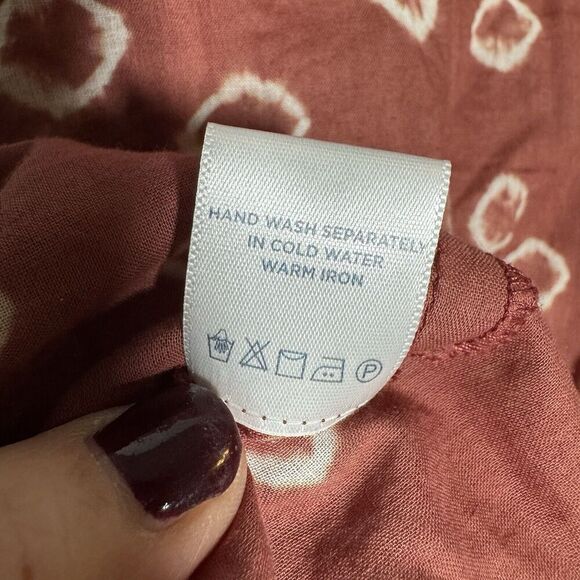 ROLLER RABBIT Top Women XS Rust Giraffe Dye Lucy Tunic top v-neck cotton - Picture 7 of 8